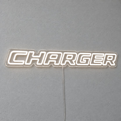 Dodge Charger LED Neon Sign, featuring illuminated vehicle logo on a light background.