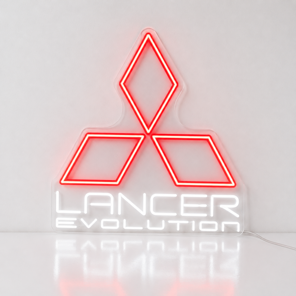 Lancer Evolution Logo LED Neon Sign Red White