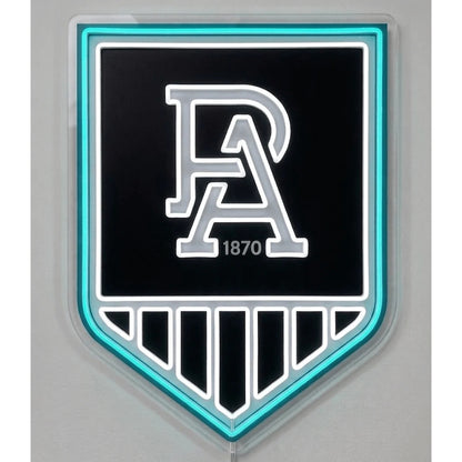 Port Adelaide Power LED Neon Sign, featuring illuminated team logo on a light background.
