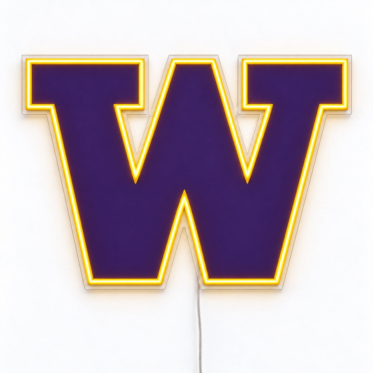 Washington Huskies LED Neon Sign, featuring team logo displayed on a light background.
