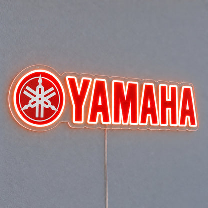 Yamaha (Emblem Logo) LED Neon Sign, featuring illuminated vehicle logo on a light background.